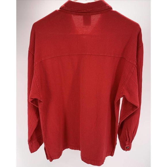Vintage WEK Button Up Shirt Long Sleeve Red 100% Cotton Textured Size Medium - Picture 10 of 12